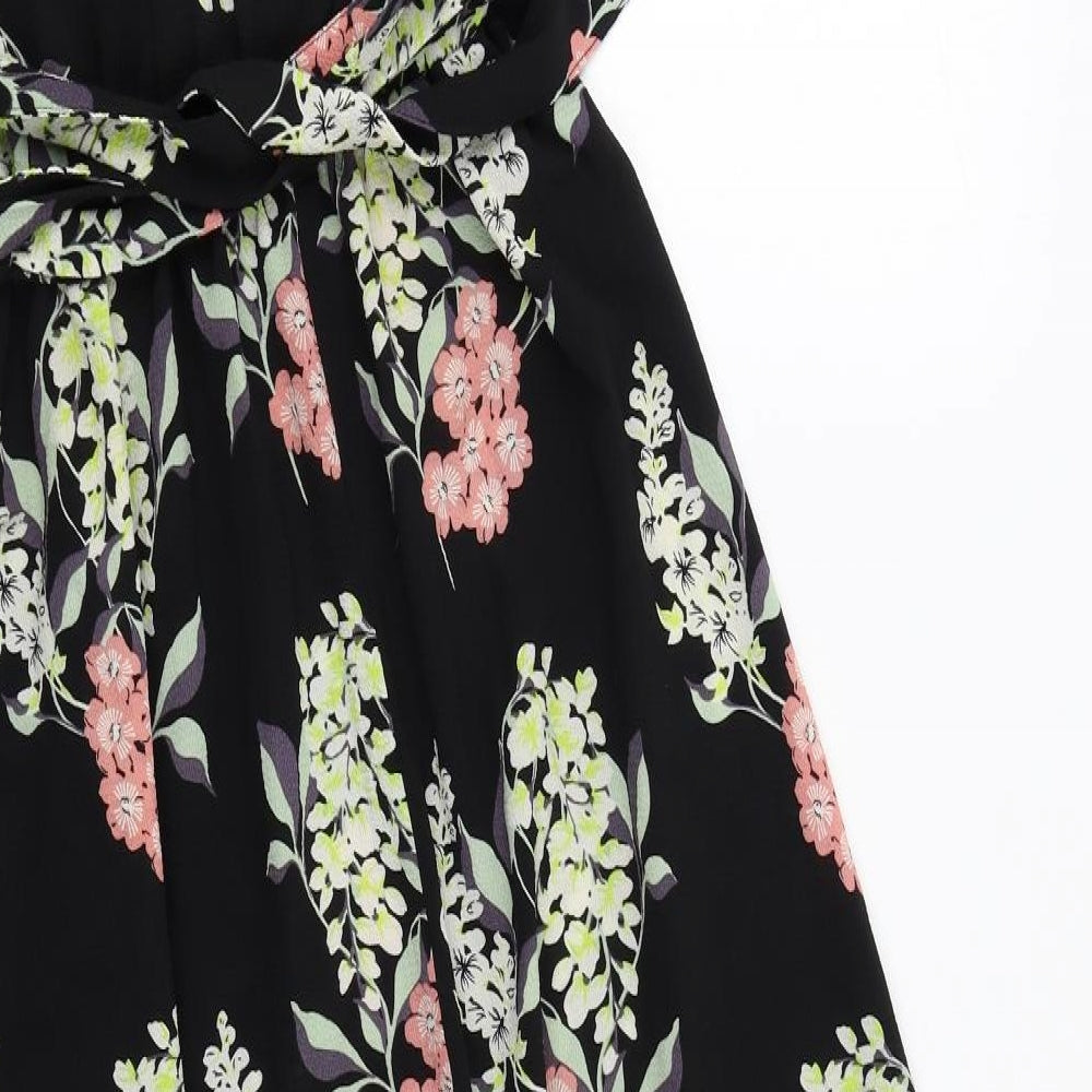 Brave Soul Womens Black Floral  A-Line  Size 10