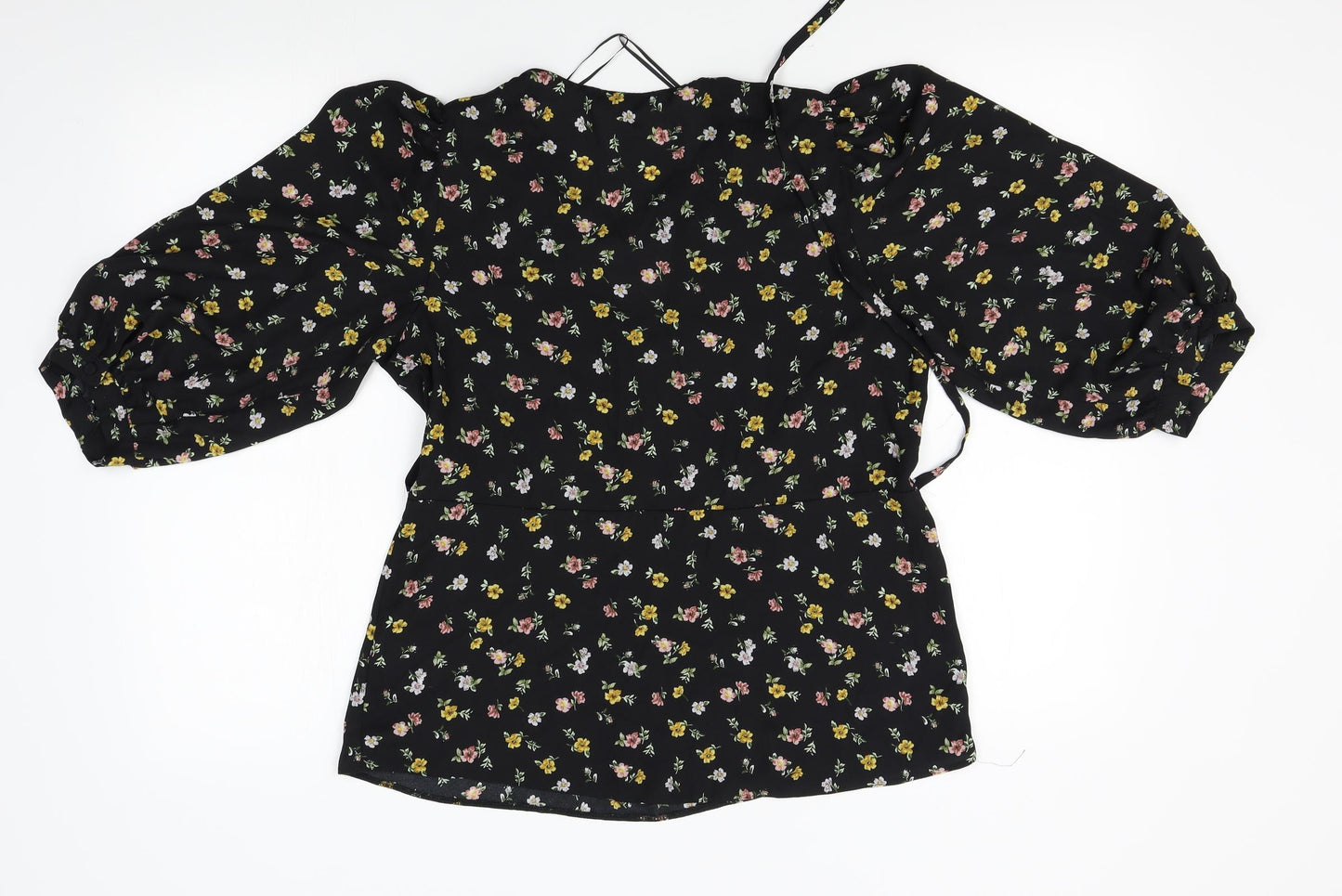 Peacocks Womens Black Floral  Basic Blouse Size 10