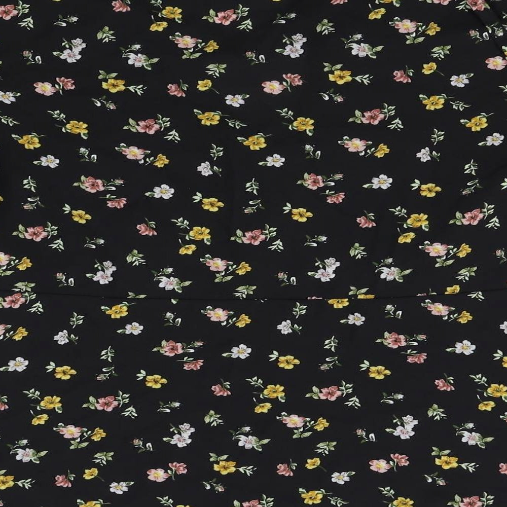 Peacocks Womens Black Floral  Basic Blouse Size 10