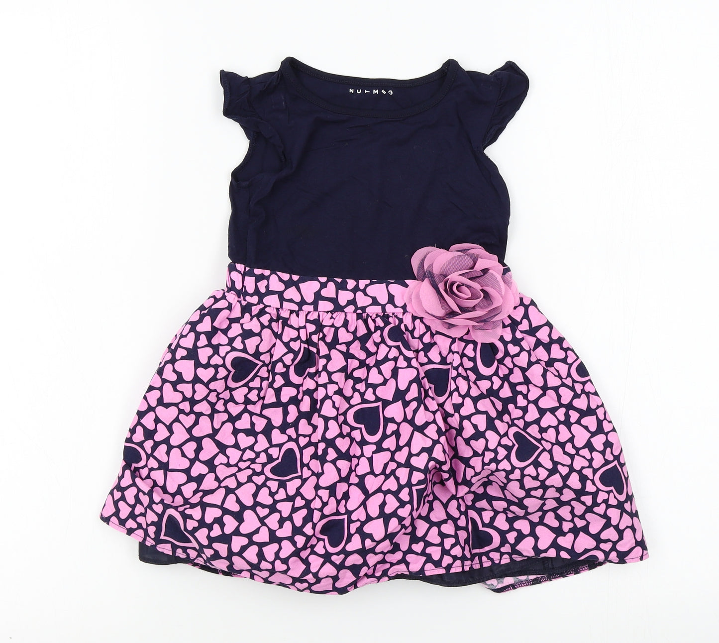 Nutmeg Girls Pink Floral  A-Line  Size 2-3 Years  - heart pattern