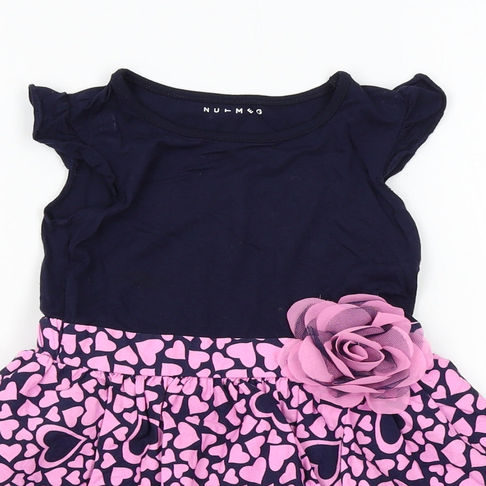 Nutmeg Girls Pink Floral  A-Line  Size 2-3 Years  - heart pattern
