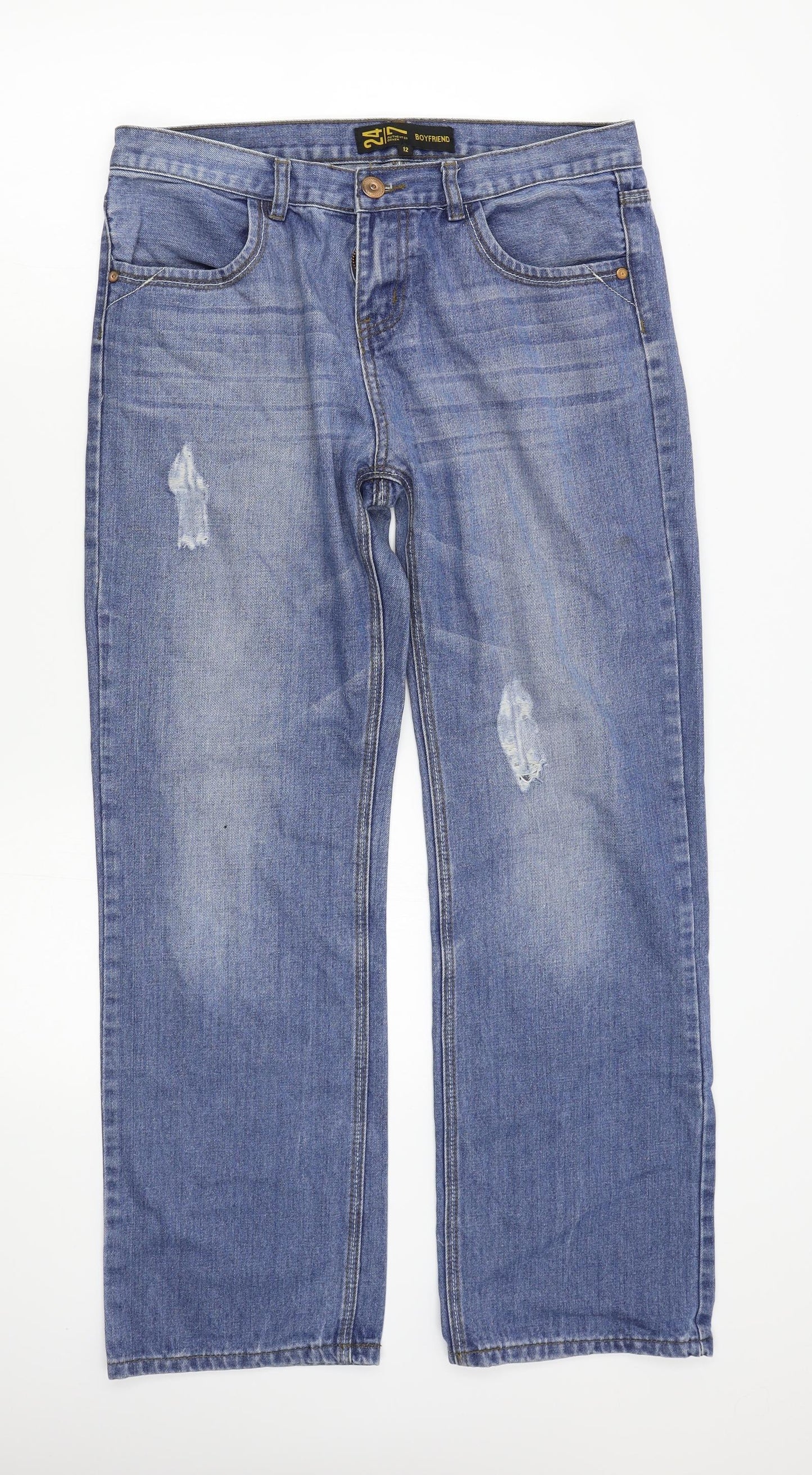 24/7 Womens Blue   Boyfriend Jeans Size 12 L28 in