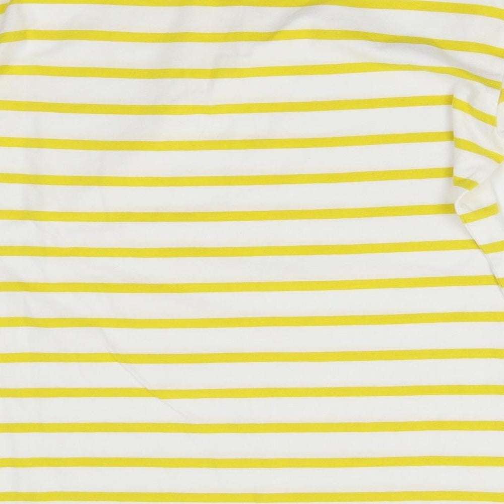 M&S Womens White Striped  Basic T-Shirt Size 8