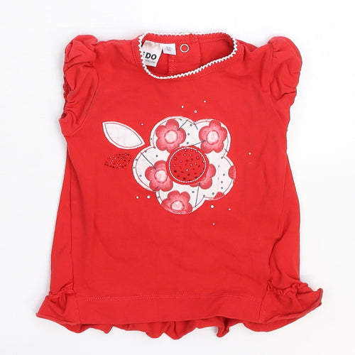 Minicone Girls Red   Basic T-Shirt Size 9-12 Months