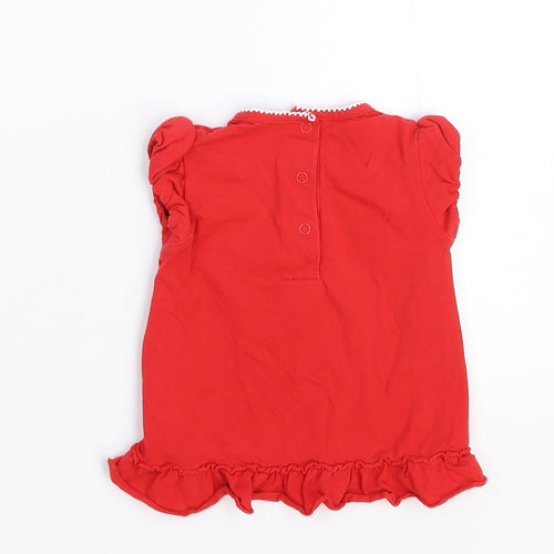 Minicone Girls Red   Basic T-Shirt Size 9-12 Months
