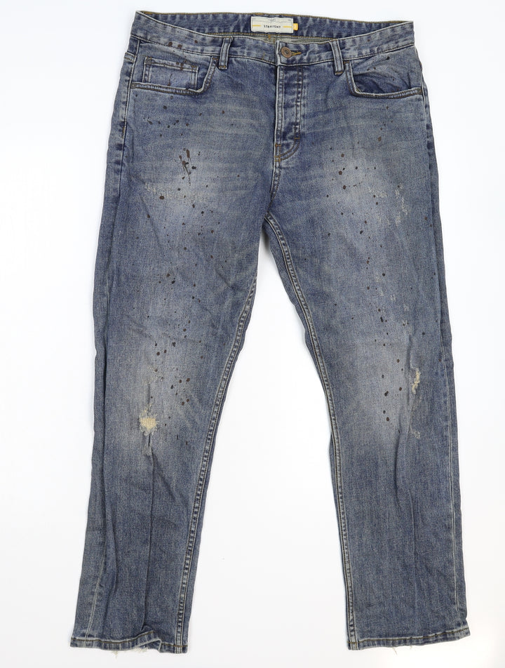 NEXT Mens Blue  Denim Straight Jeans Size 34 L28 in