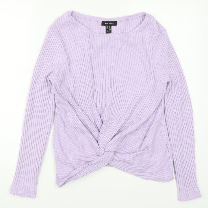 New Look Womens Purple  Knit Pullover Jumper Size 12  - Twist Front