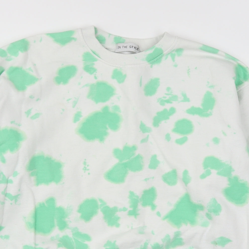 In the Style Womens Green   Pullover Sweatshirt Size 10  - Green Tie Dye