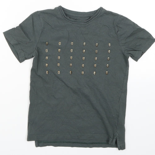TU Boys Green   Basic T-Shirt Size 6 Years  - Skulls
