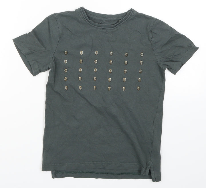 TU Boys Green   Basic T-Shirt Size 6 Years  - Skulls