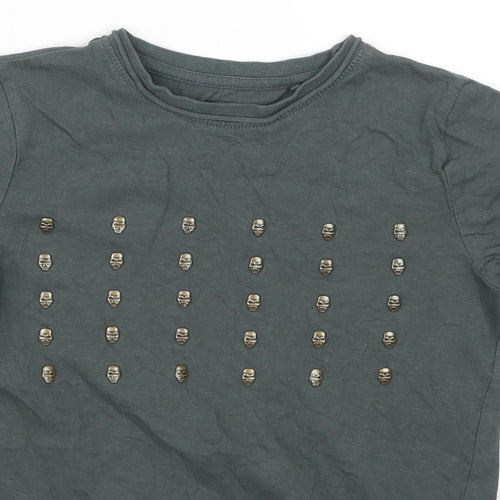 TU Boys Green   Basic T-Shirt Size 6 Years  - Skulls