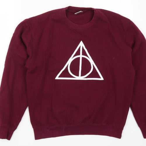 Famona Mens Red   Pullover Sweatshirt Size S  - Triangle Burgundy