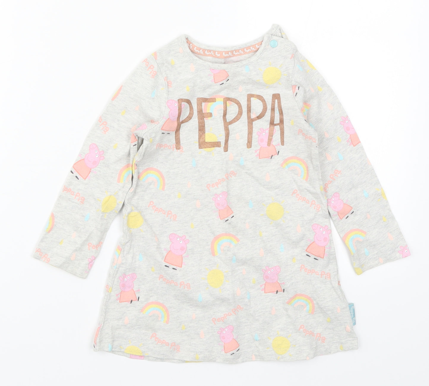 Preworn Girls Grey   T-Shirt Dress  Size 12-18 Months  - Peppa Pig
