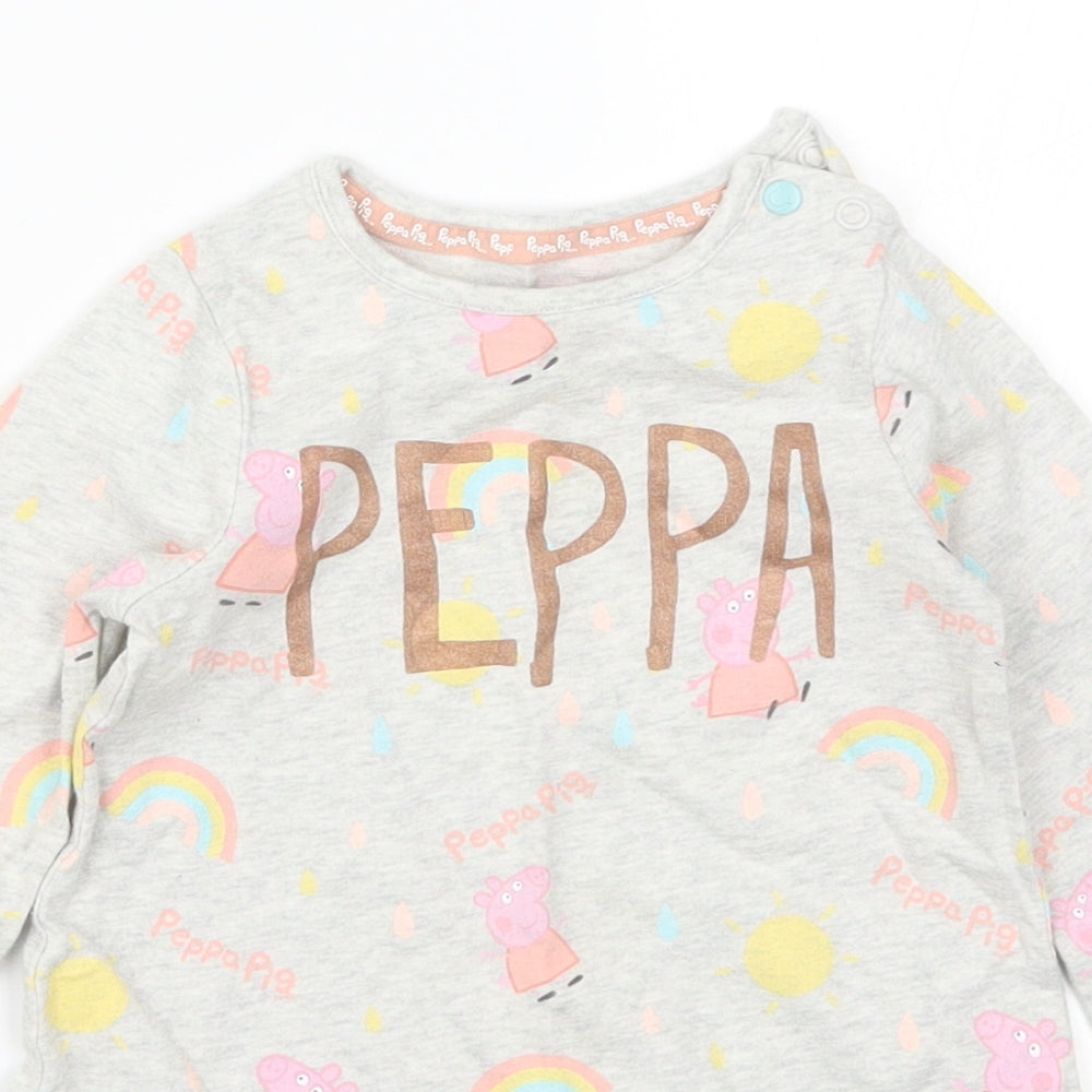 Preworn Girls Grey   T-Shirt Dress  Size 12-18 Months  - Peppa Pig