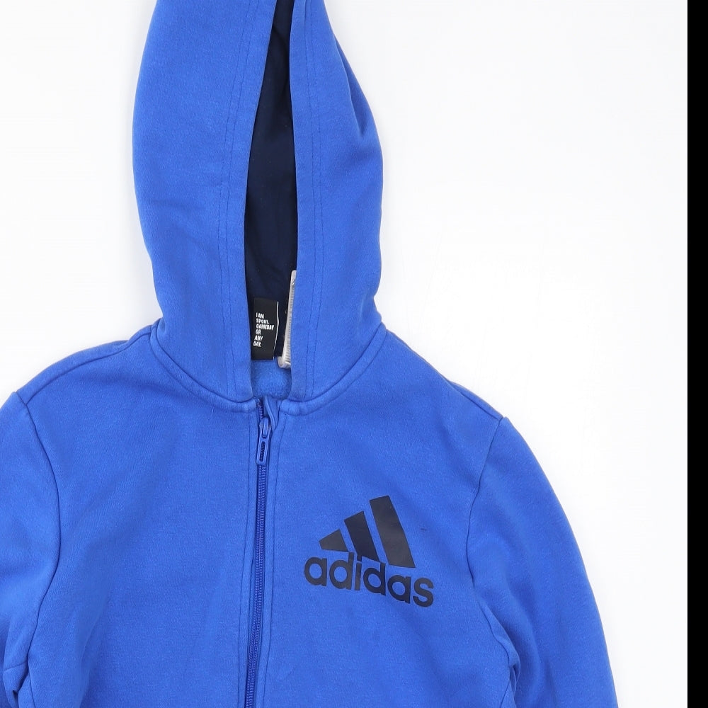 adidas Boys Blue   Full Zip Hoodie Size 13-14 Years
