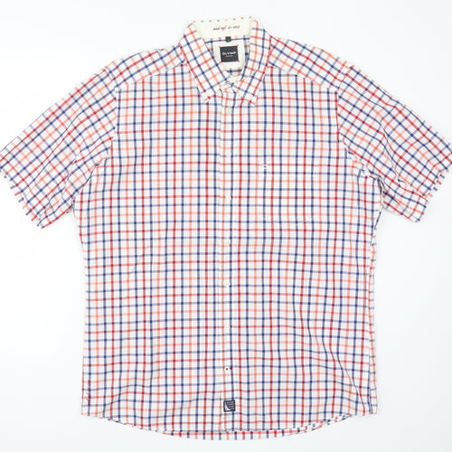 Olymp Mens Red Check   Button-Up Size L  - Blue