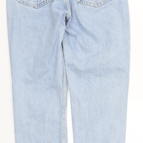 Topshop Womens Blue  Denim Straight Jeans Size 26 in L24 in - Distressed Hem