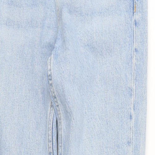 Topshop Womens Blue  Denim Straight Jeans Size 26 in L24 in - Distressed Hem