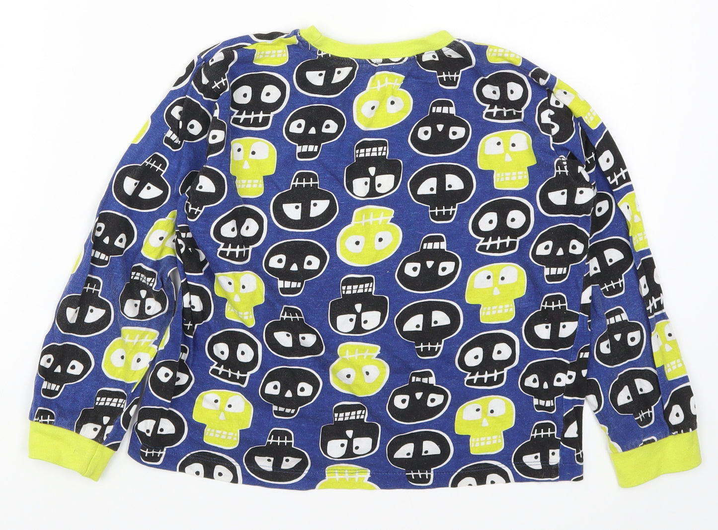 Preworn Boys Blue Geometric   Pyjama Top Size 8-9 Years  - Skulls