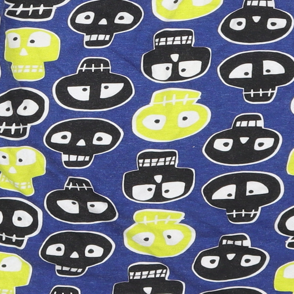 Preworn Boys Blue Geometric   Pyjama Top Size 8-9 Years  - Skulls