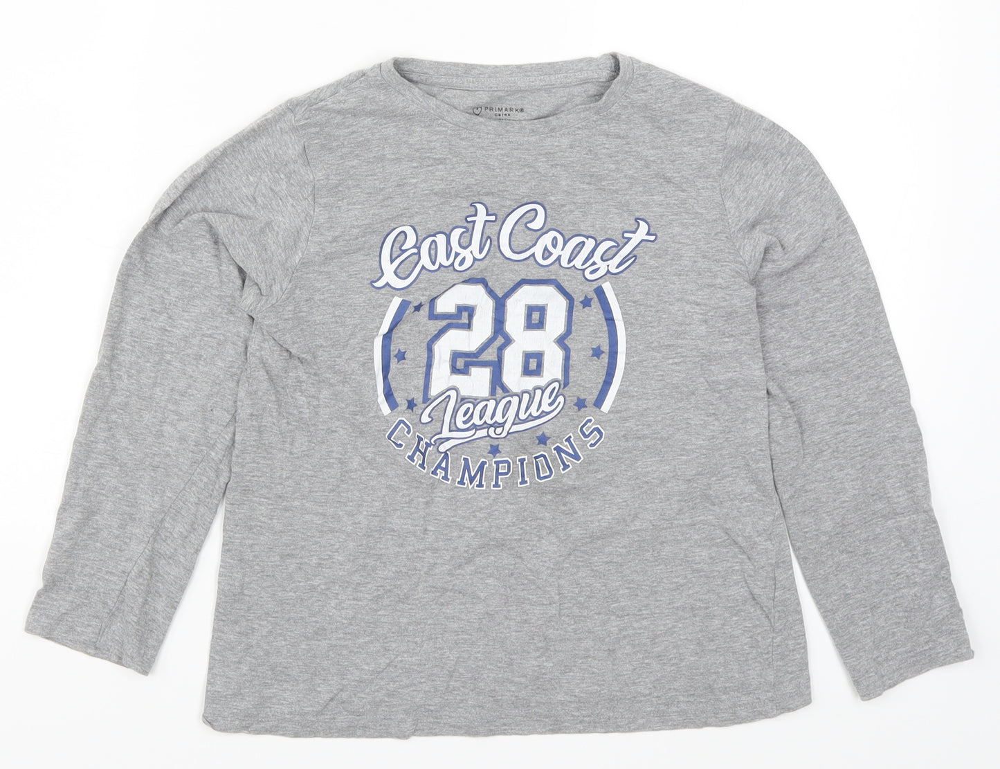 Primark Boys Grey   Basic T-Shirt Size 9-10 Years  - East Coast League Champions