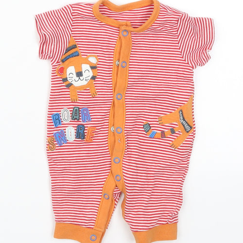 Nutmeg Baby Red Striped  Babygrow One-Piece Size Newborn  - Roar Snore Tiger