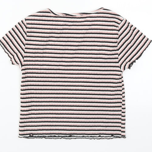 Primark Womens Pink Striped  Basic T-Shirt Size 8