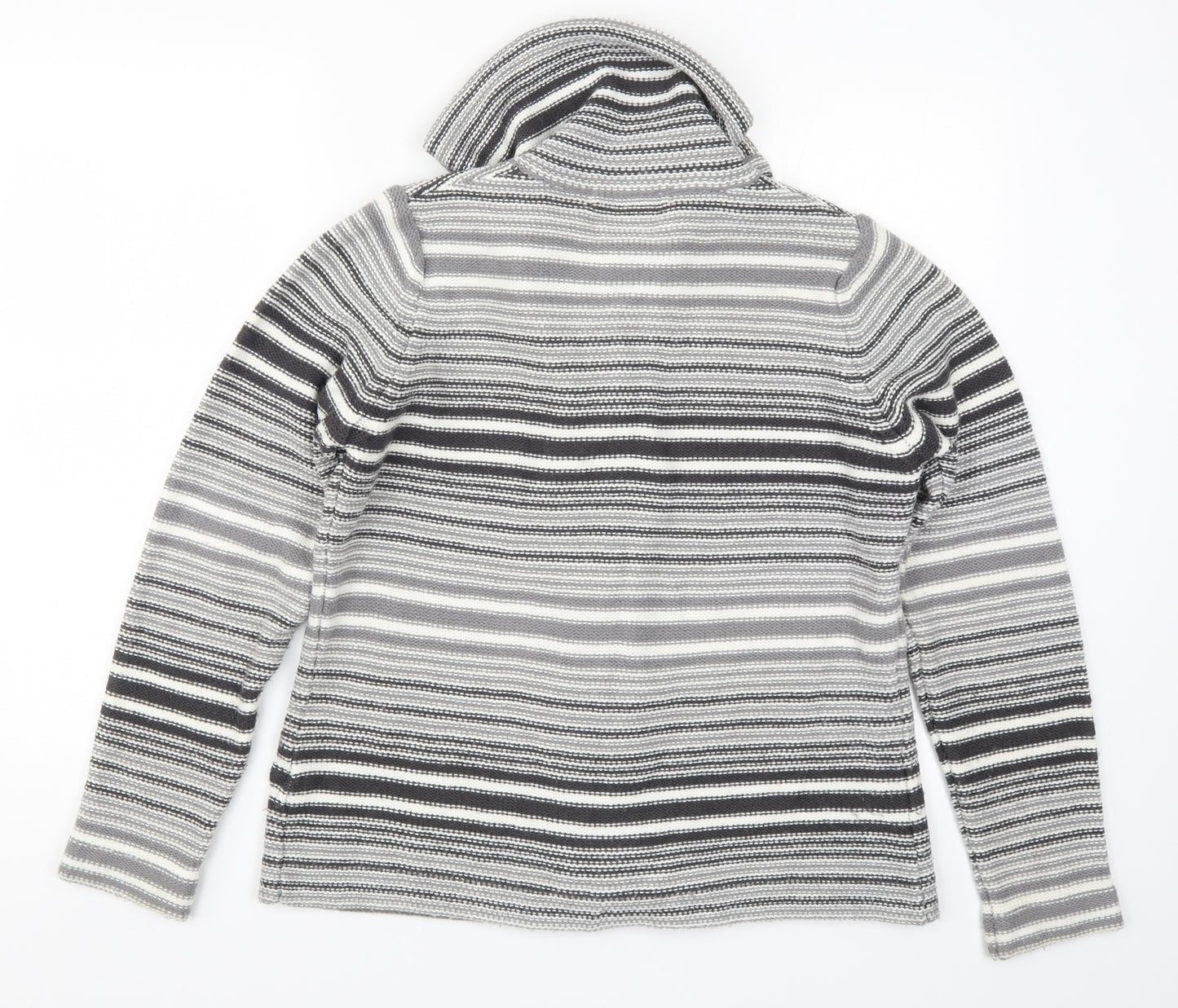 EWM Womens Grey Striped Knit Cardigan Jumper Size 14