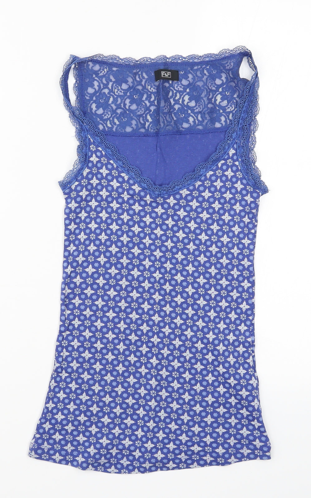 F&F Womens Blue Geometric  Basic Tank Size 8