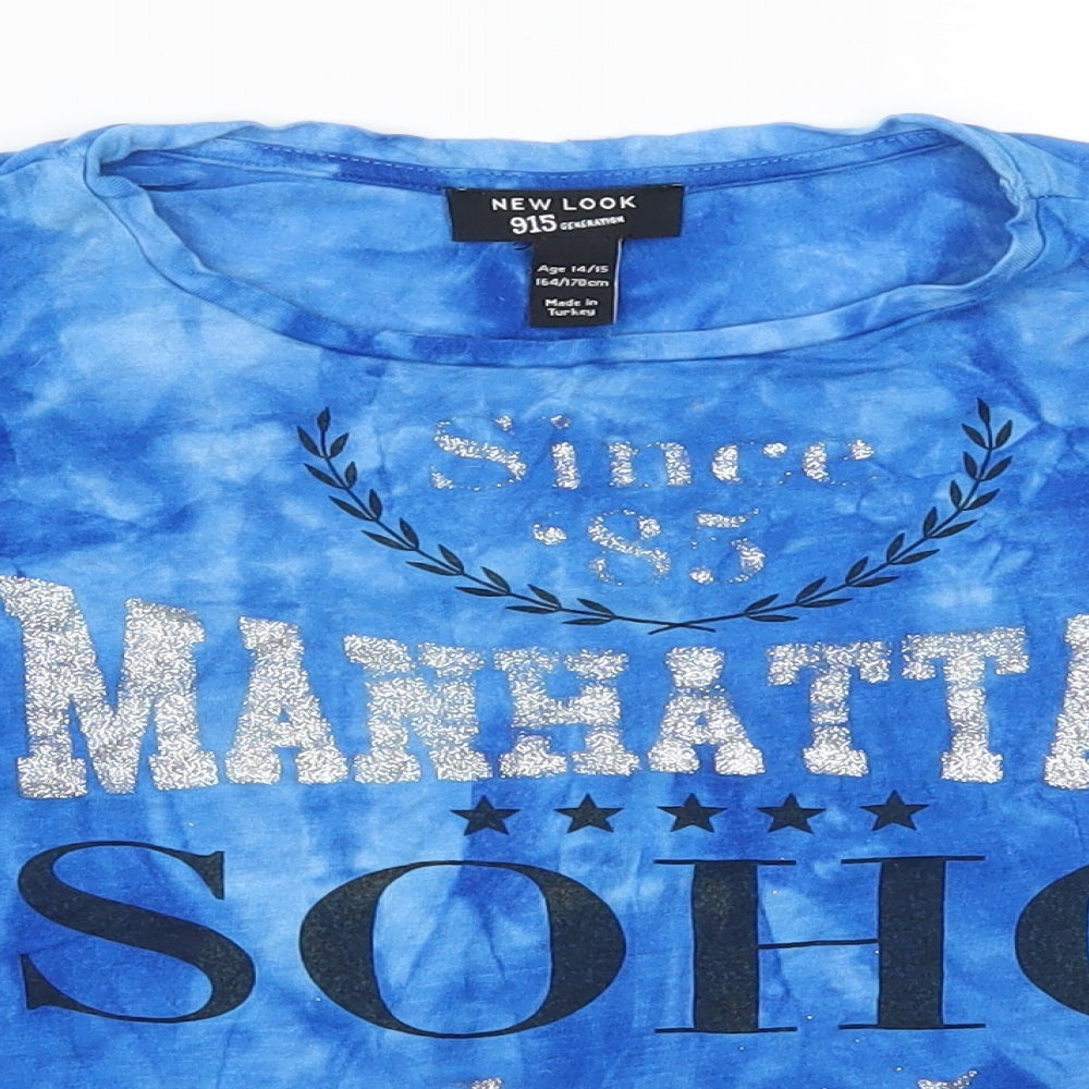 New Look Girls Blue   Basic T-Shirt Size 14-15 Years  - Manhattan Soho