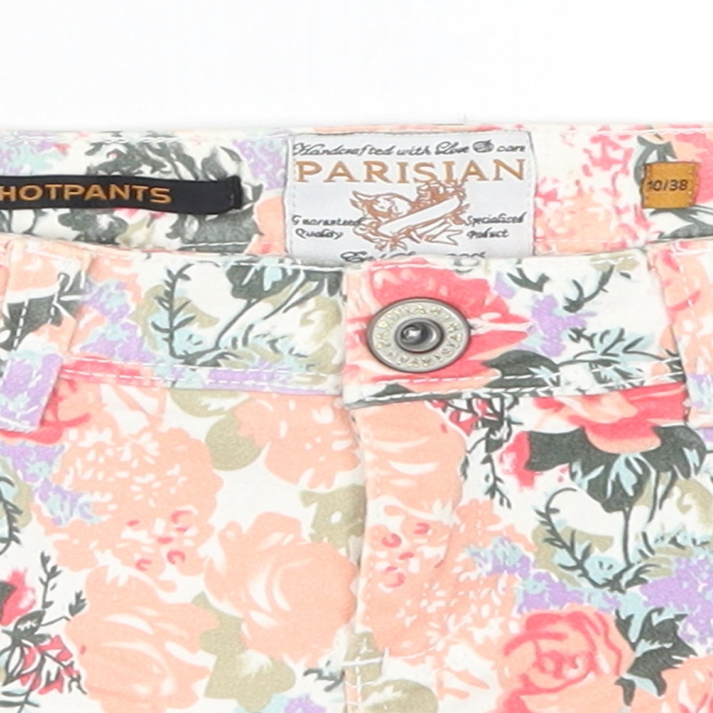 Parisian Womens Pink Floral Denim Hot Pants Shorts Size 10