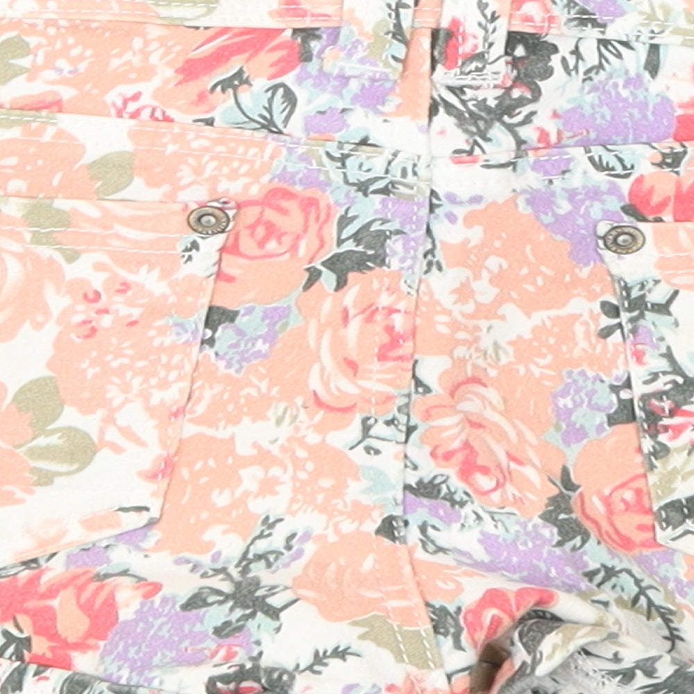 Parisian Womens Pink Floral Denim Hot Pants Shorts Size 10