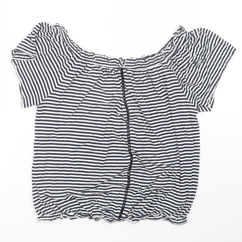 NEXT Womens Blue Striped  Basic T-Shirt Size 18
