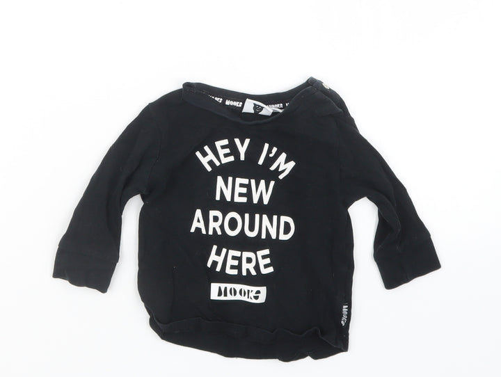 MOOKS Boys Black   Basic T-Shirt Size 3-6 Months