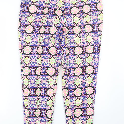 Missguided Womens Blue Geometric  Trousers  Size 10 L28 in