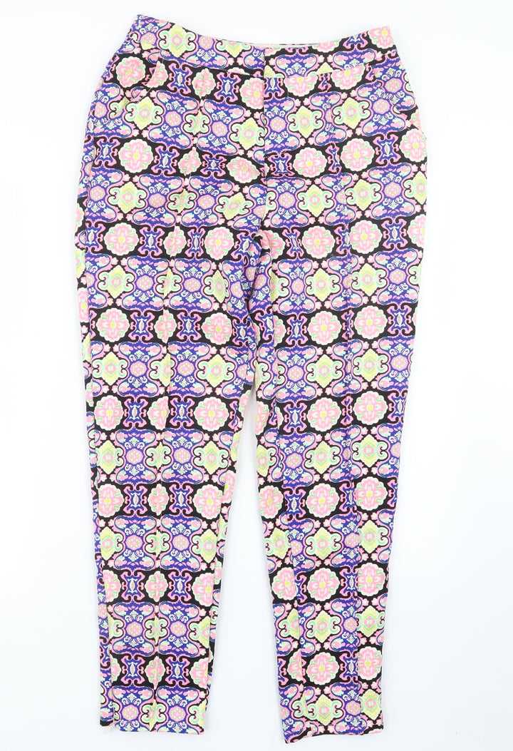 Missguided Womens Blue Geometric Trousers Size 10 L28 in