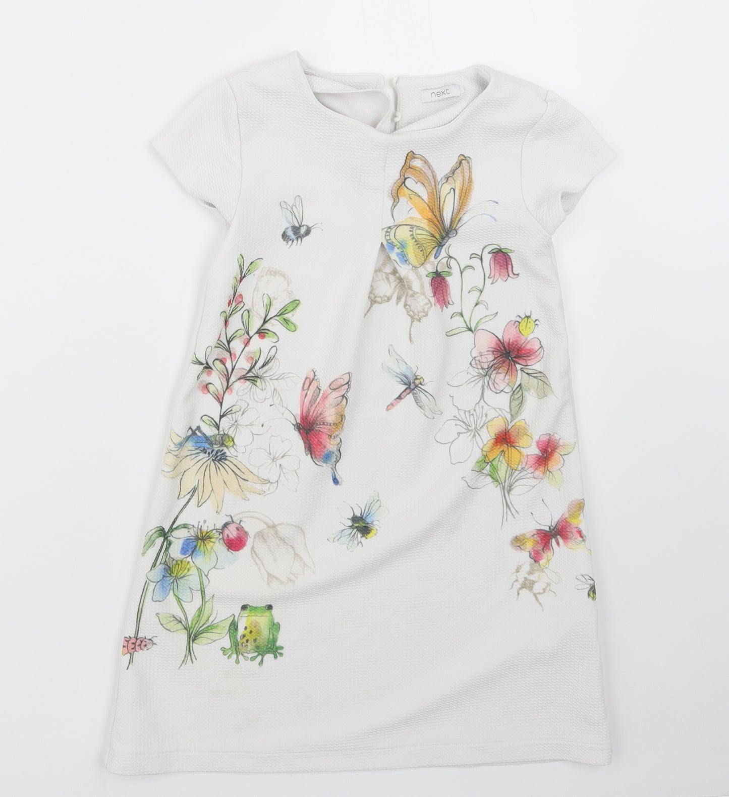 NEXT Girls White Geometric  T-Shirt Dress  Size 7 Years