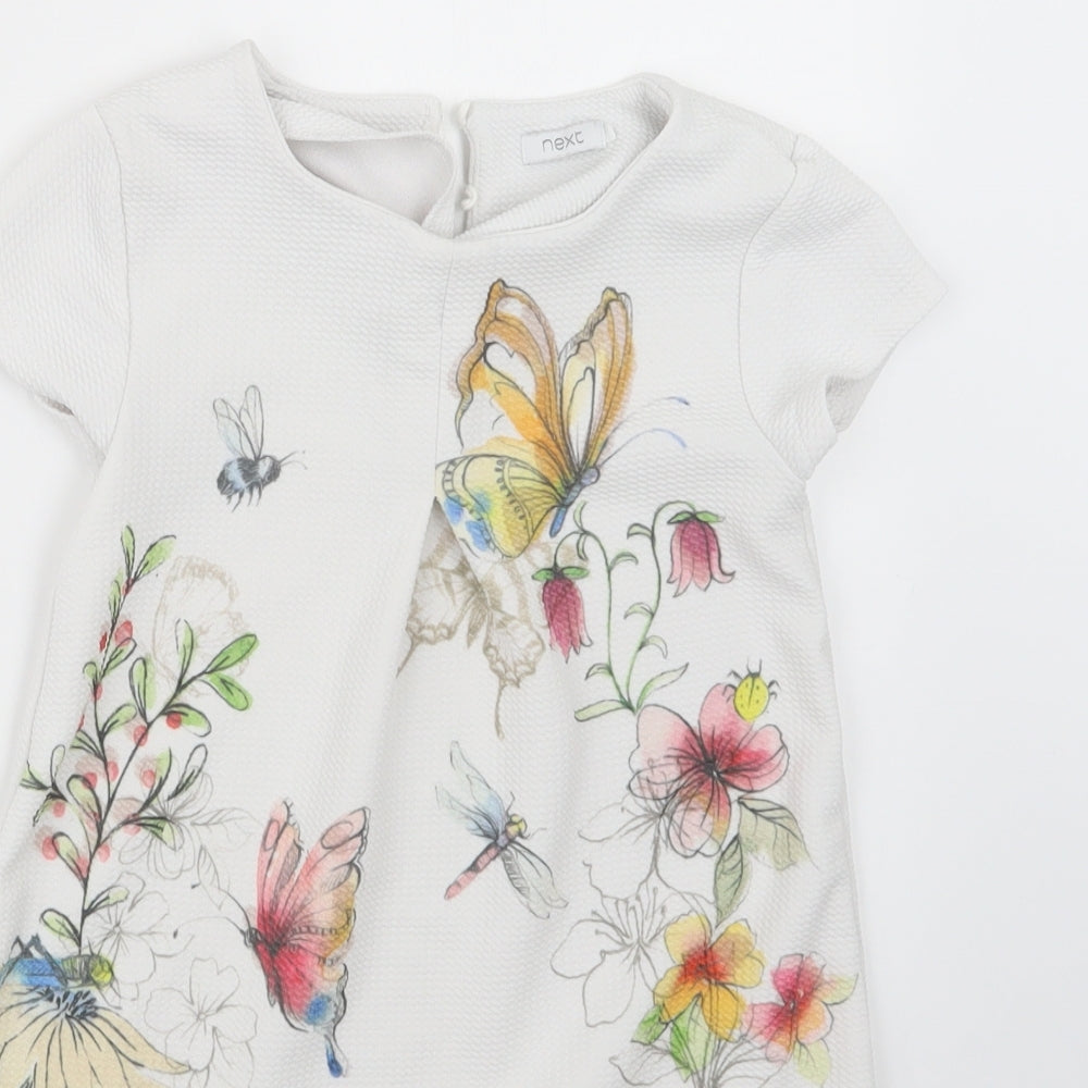 NEXT Girls White Geometric  T-Shirt Dress  Size 7 Years
