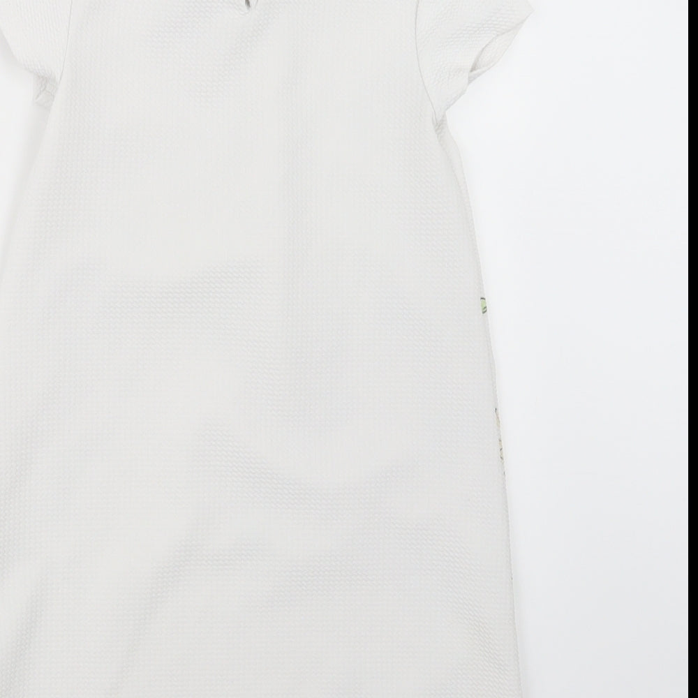 NEXT Girls White Geometric  T-Shirt Dress  Size 7 Years