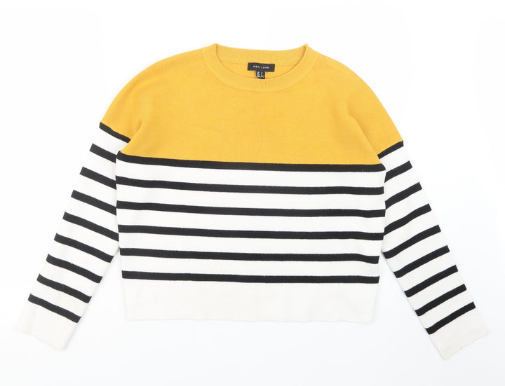 New Look Womens Black Striped  Pullover Jumper Size S