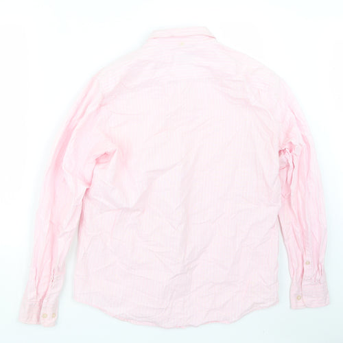 TU Mens Pink Striped   Button-Up Size M