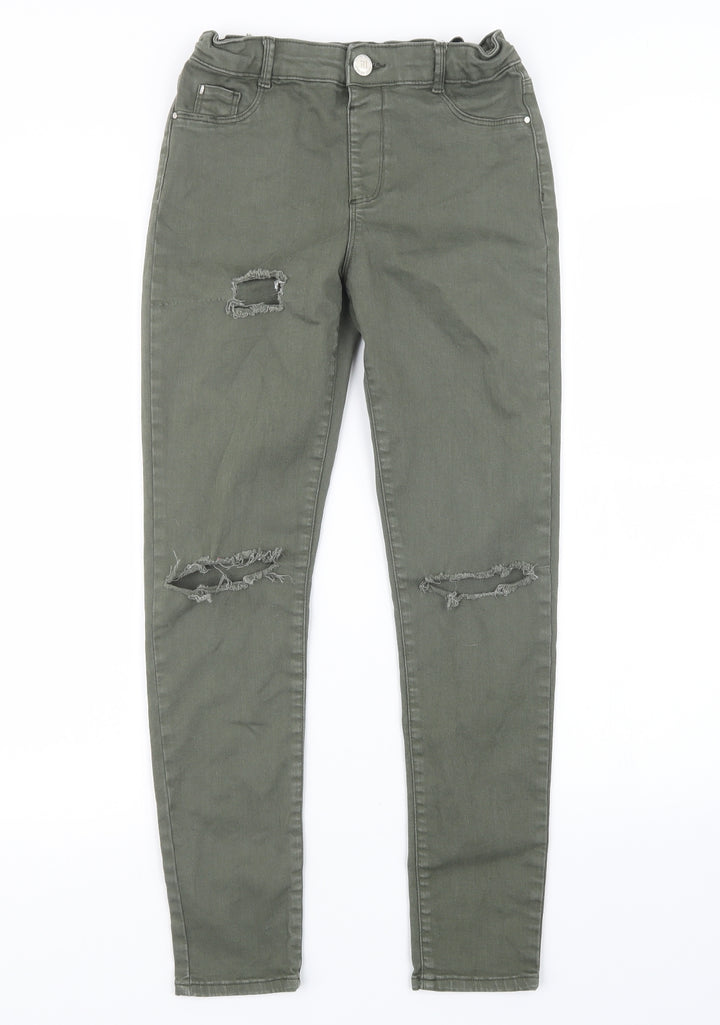 River Island Girls Green  Denim Straight Jeans Size 12 Years