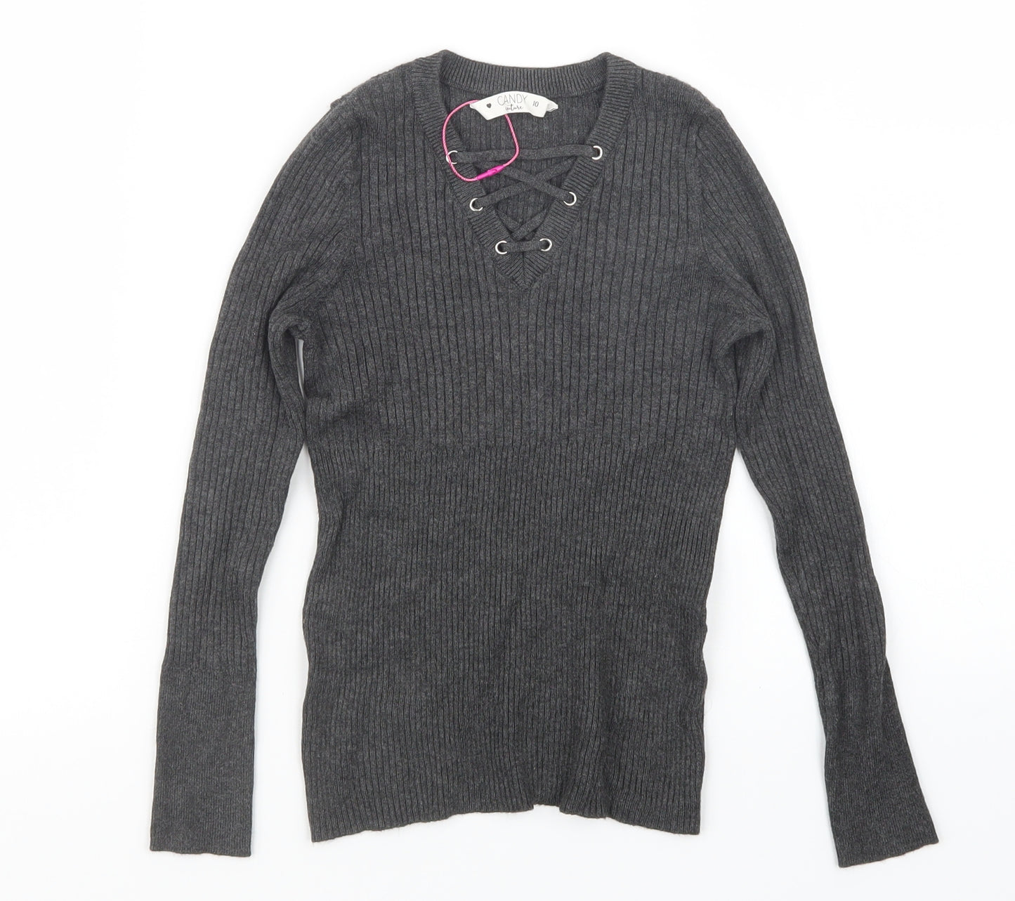 Candy Couture Girls Grey   Pullover Jumper Size 10 Years