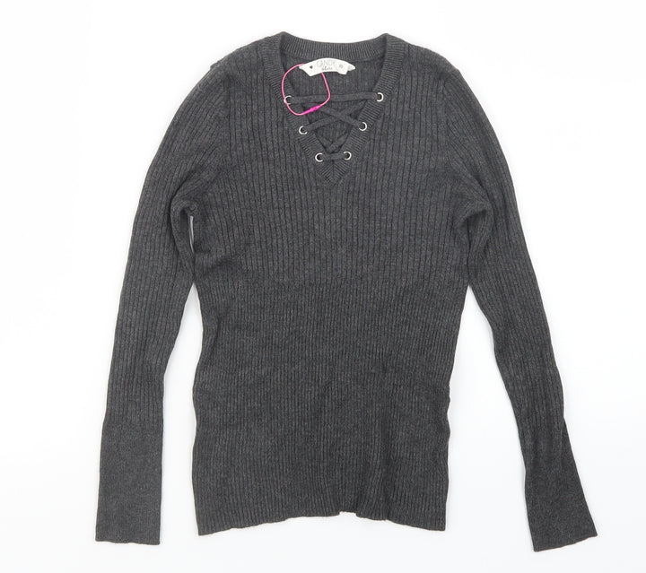 Candy Couture Girls Grey   Pullover Jumper Size 10 Years