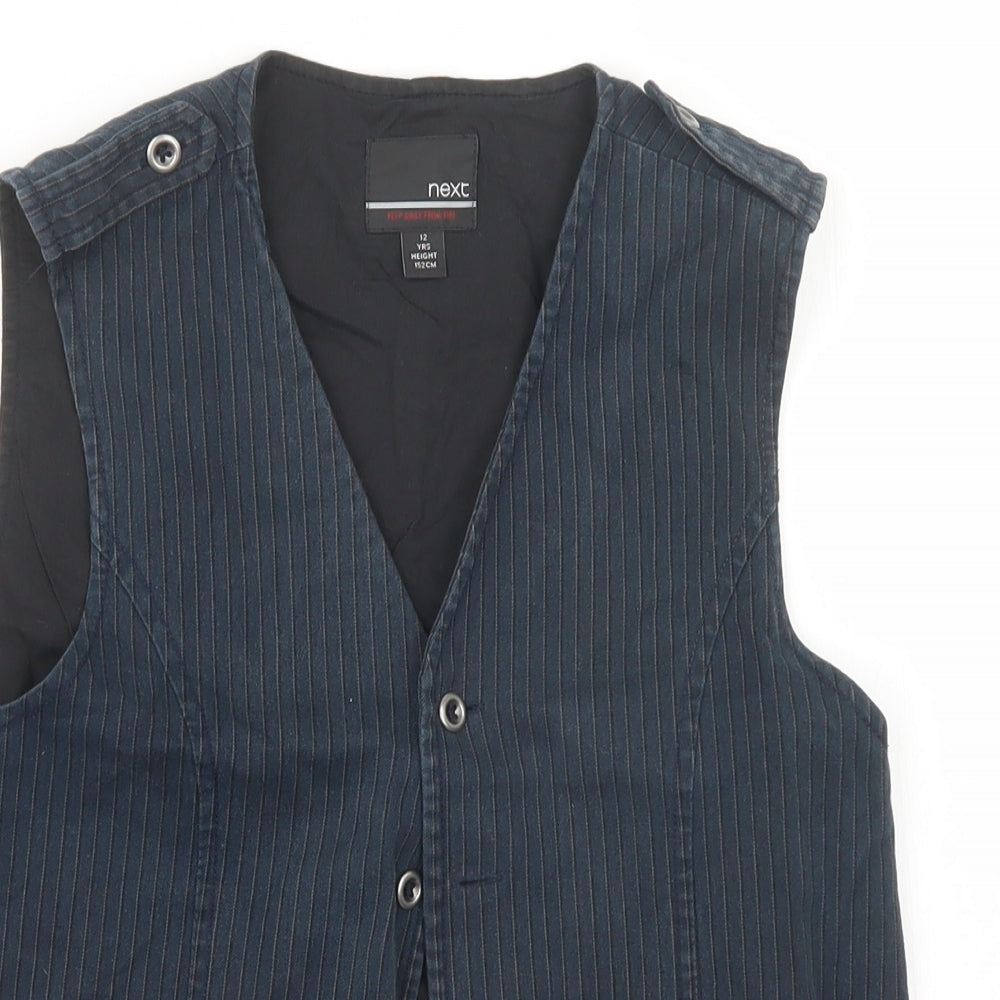 NEXT Boys Blue Striped  Jacket Waistcoat Size 12 Years
