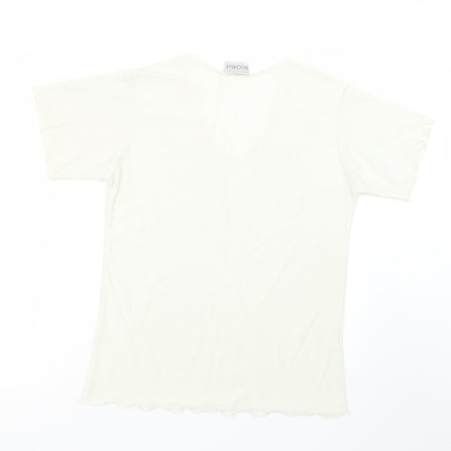 Rochelle Womens Ivory   Basic T-Shirt Size S