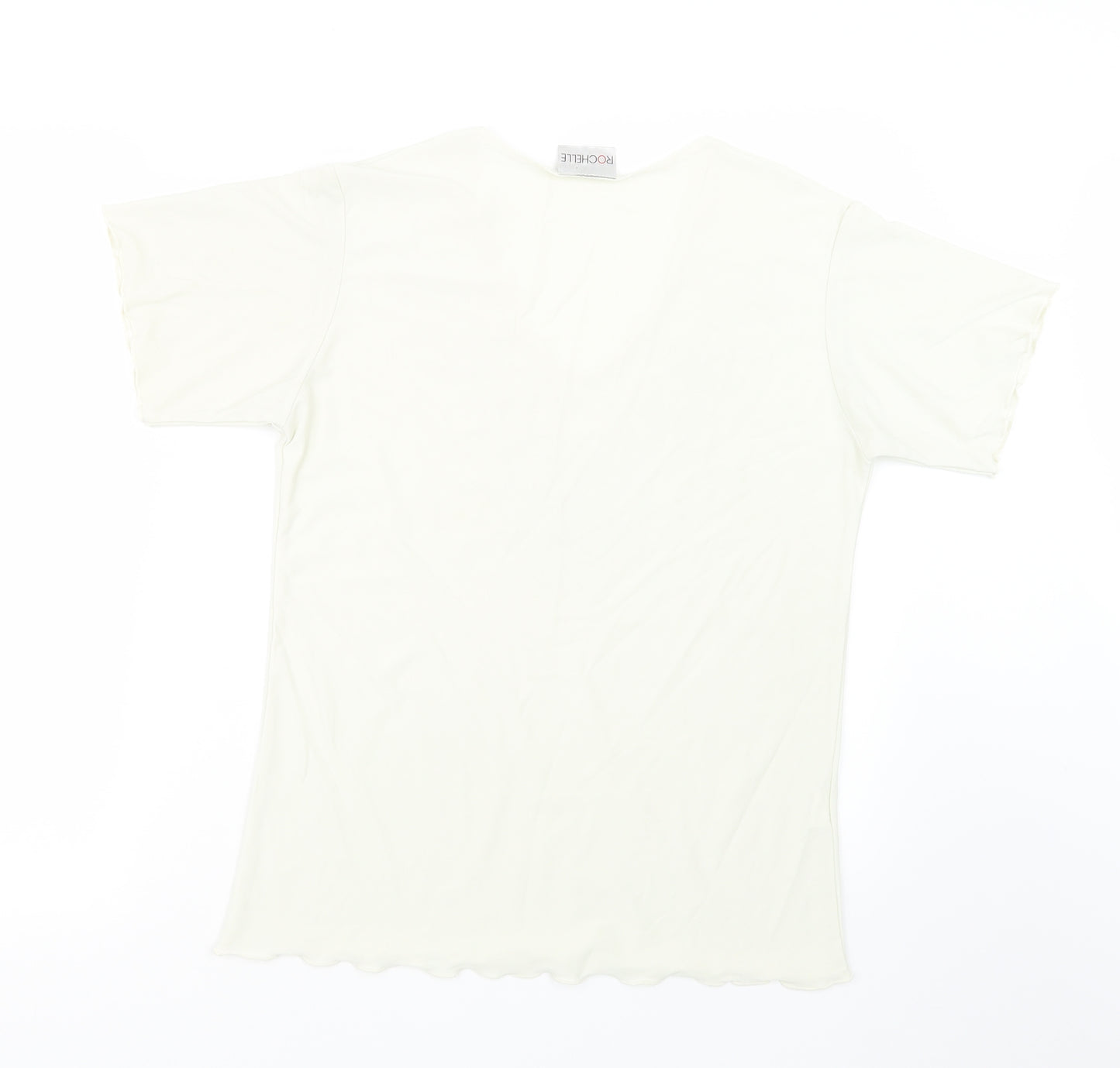 Rochelle Womens Ivory   Basic T-Shirt Size S