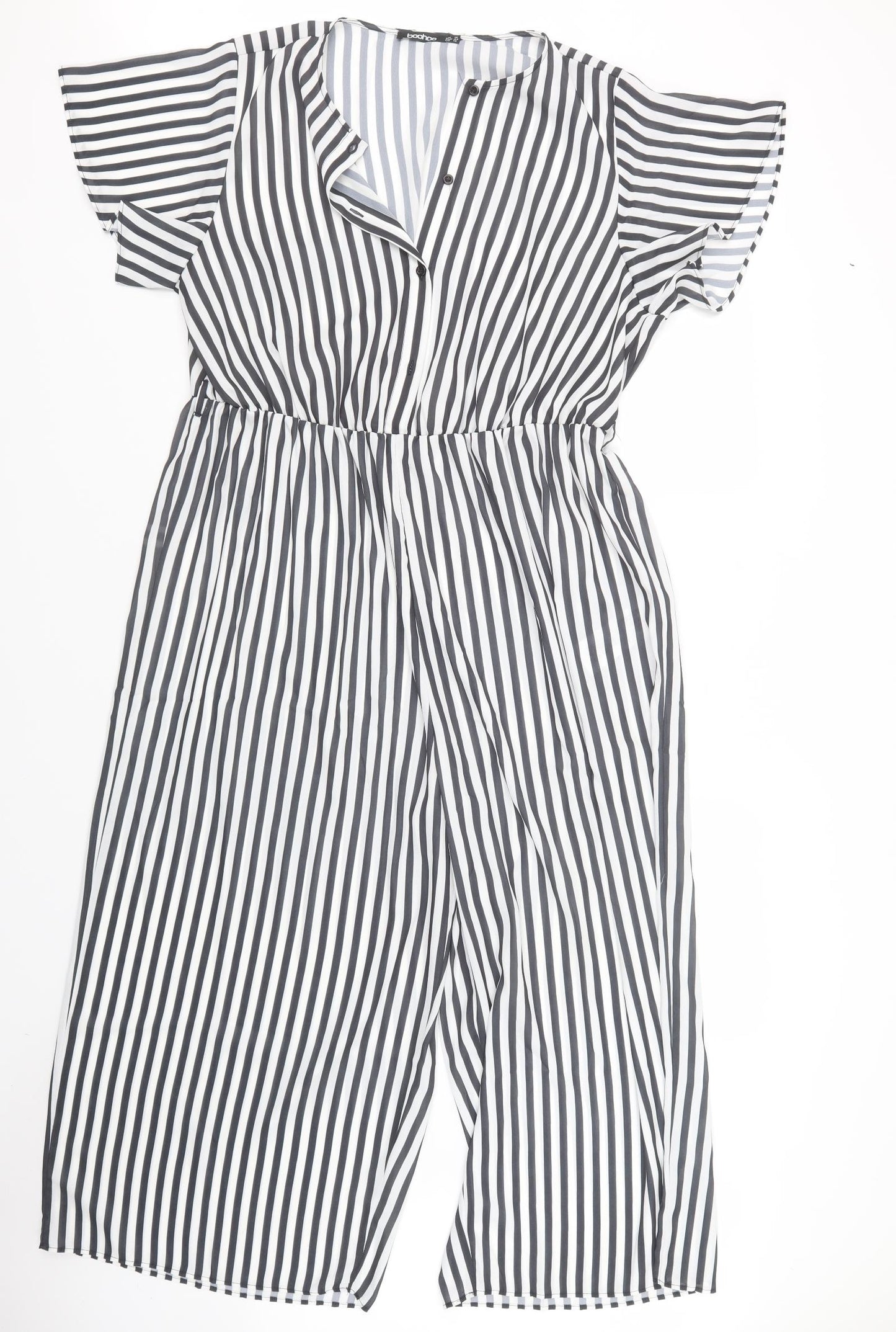 Boohoo Womens Blue Striped  Jumpsuit One-Piece Size 16 L23 in