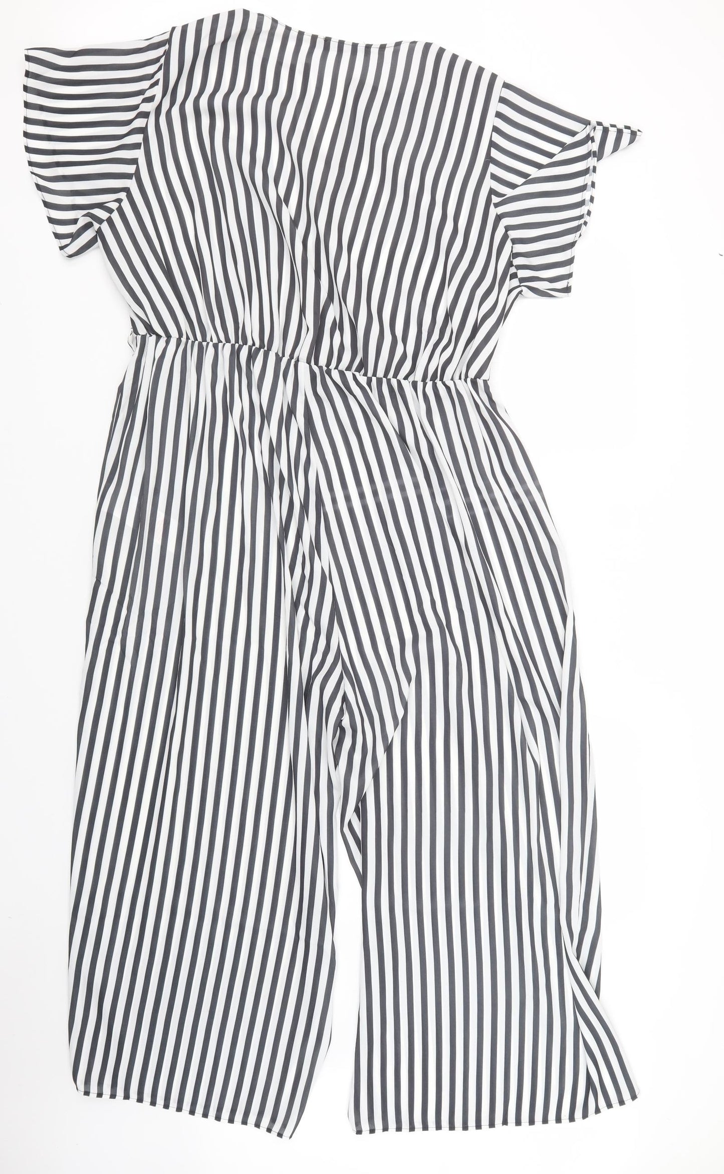 Boohoo Womens Blue Striped  Jumpsuit One-Piece Size 16 L23 in