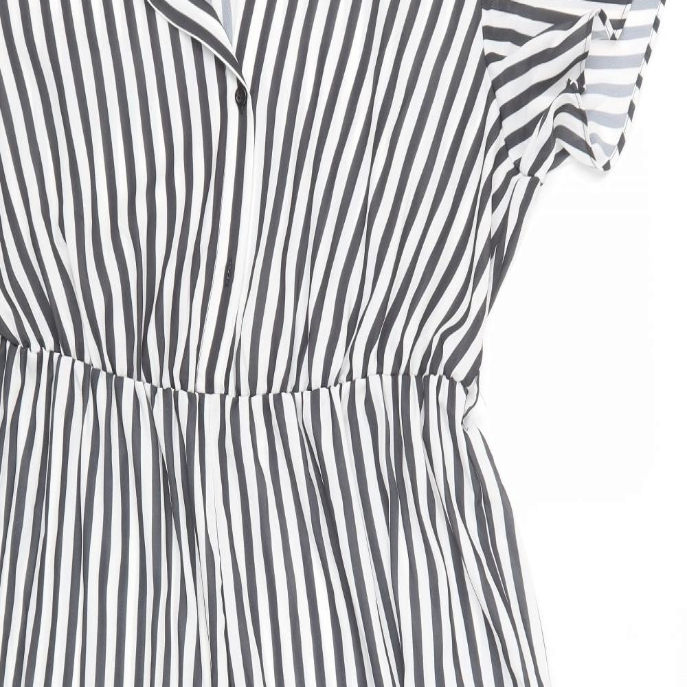 Boohoo Womens Blue Striped  Jumpsuit One-Piece Size 16 L23 in
